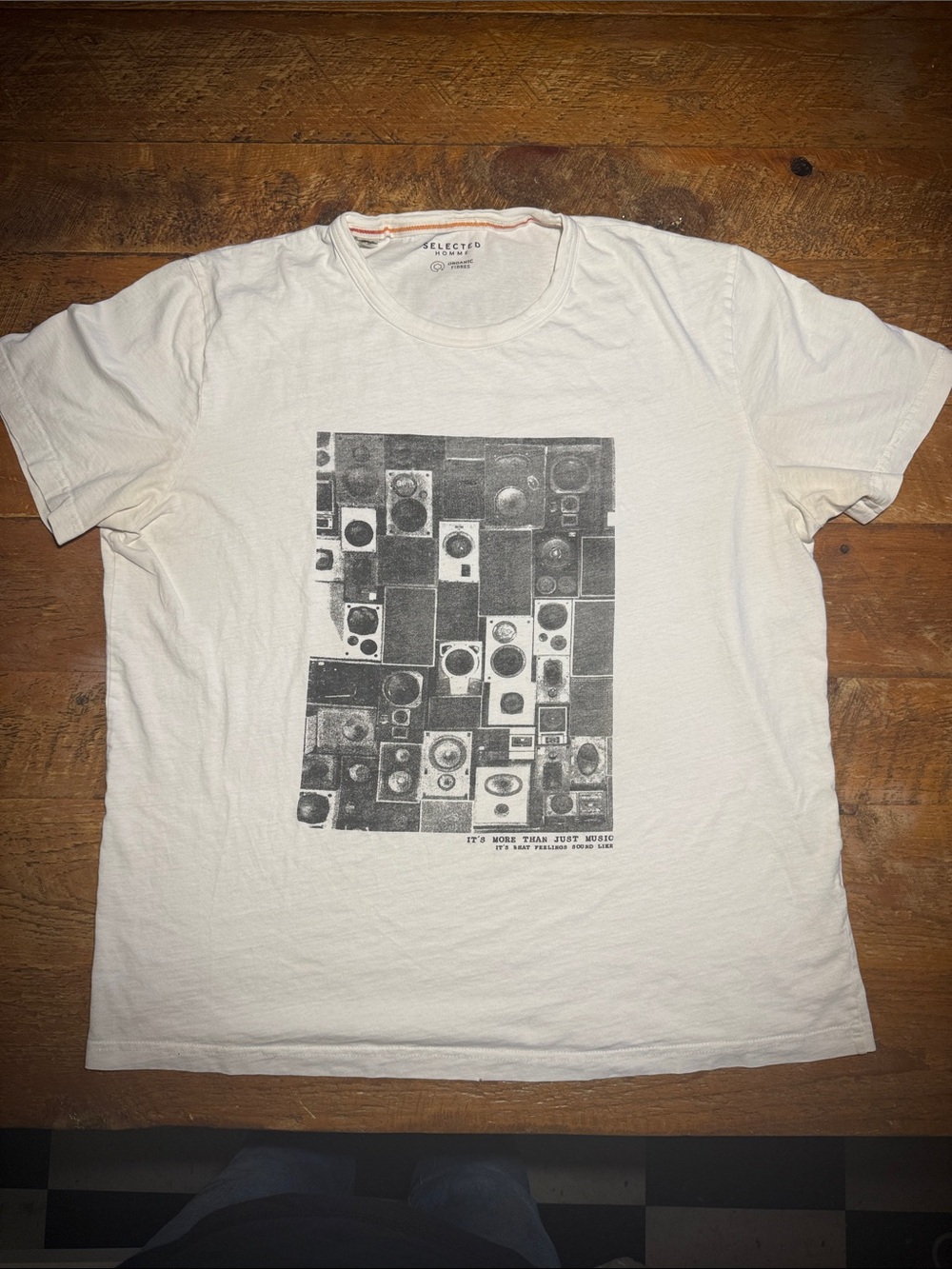 Selected Homme White Graphic Short Sleeve Tee